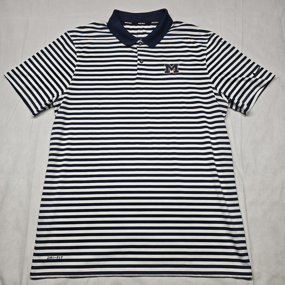 University of michigan nike‎ dry fit polo large men's Striped
